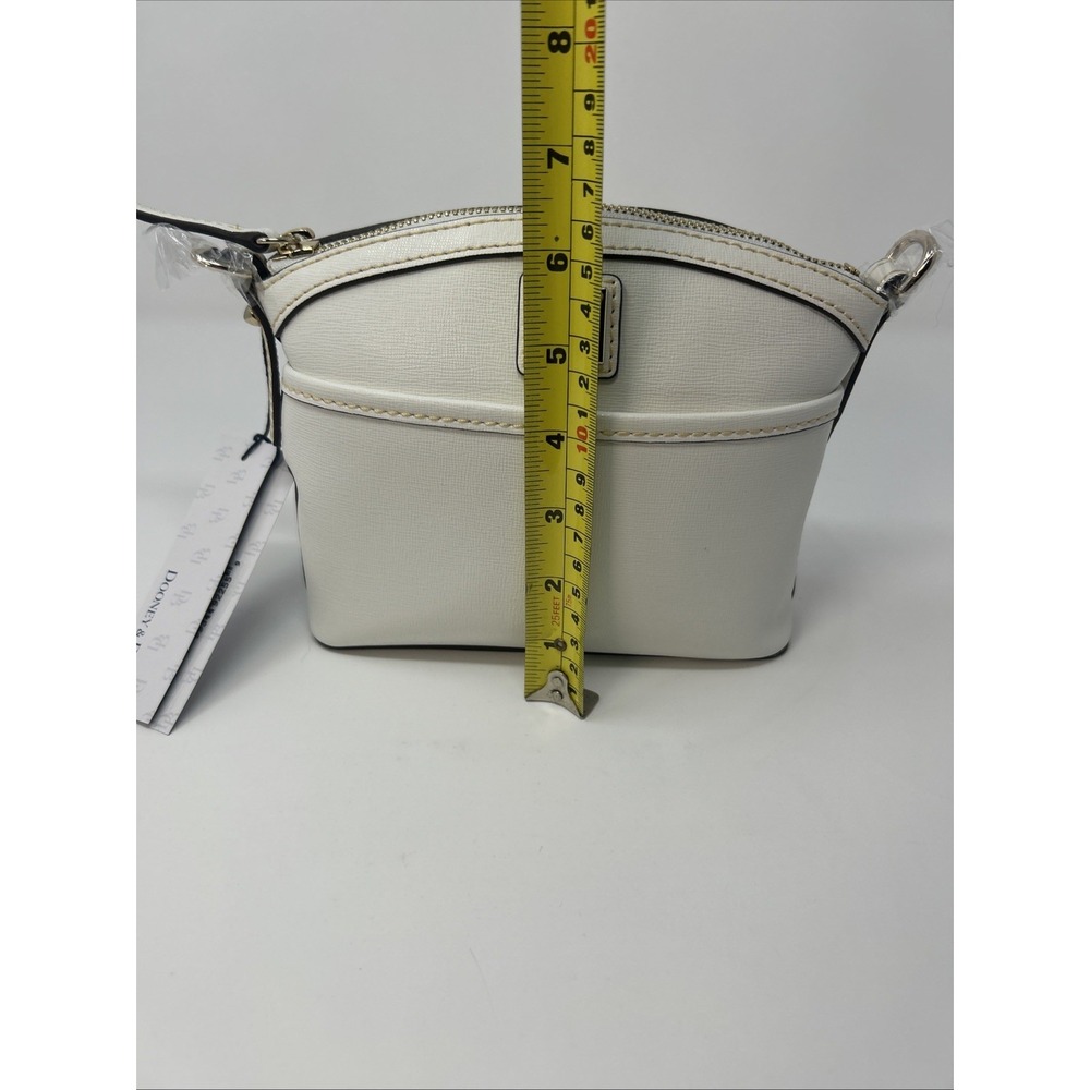 NWT Dooney & Bourke Saffiano Mini Domed Crossbody Off White Gold Hardware - Picture 9 of 11